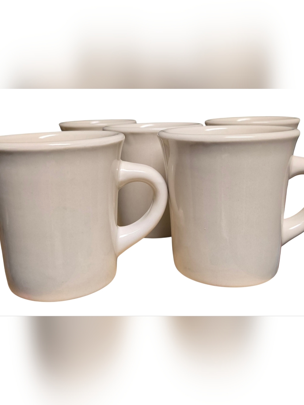 Crestware Ceramic Coffee Mugs White, Bell Shaped, Diner Style, Set of 6